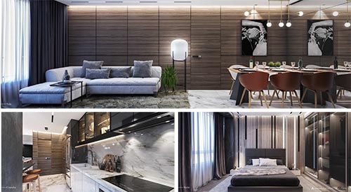 apartamento na planta tres quartos