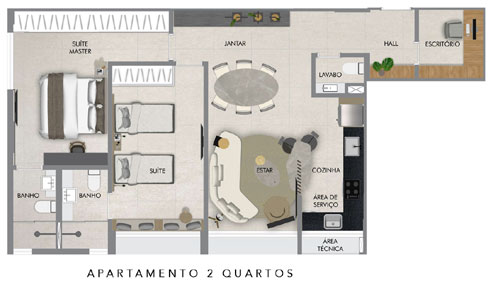 ânima apartamento na planta 2 suites