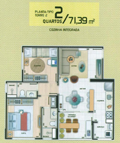 2 quartos 72m
