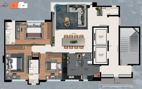 apartamento na planta de 3 quartos bh