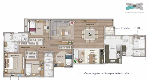 apartamento na planta 4 quartos