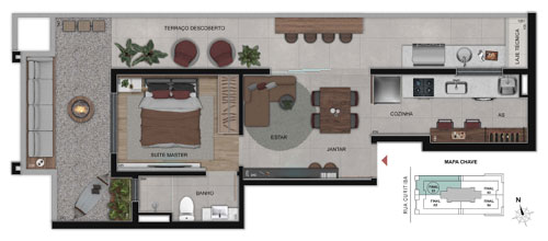 apartamento 1 quarto na planta