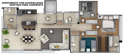 apartamento com acessibilidade adaptado para cadeirante