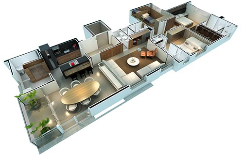 op��o de planta com 03 suites