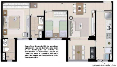 planta 2 quartos