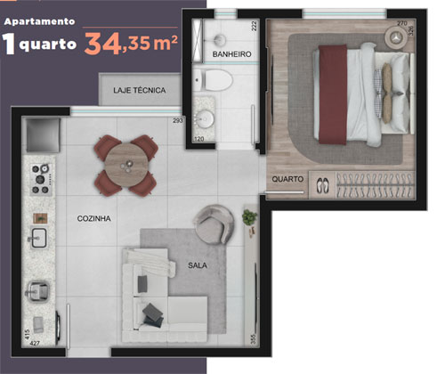 apartamento na planta com 1 quartos em bh