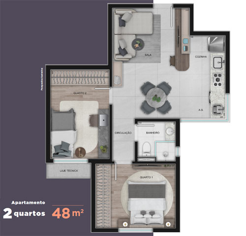 apartamento na planta com 2 quartos na rua s&atilde;o paulo