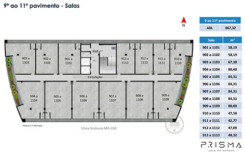 salas na planta no vale do sereno