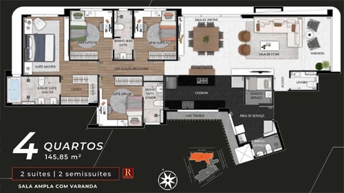 quatro quartos na planta no anchieta