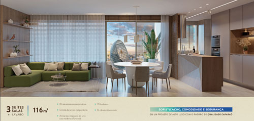 apartamento na planta 3 quartos
