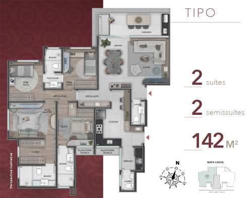 apartamento 4 quartos na planta