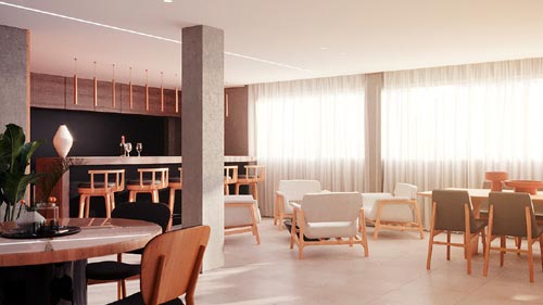 apartamento na planta de um quarto